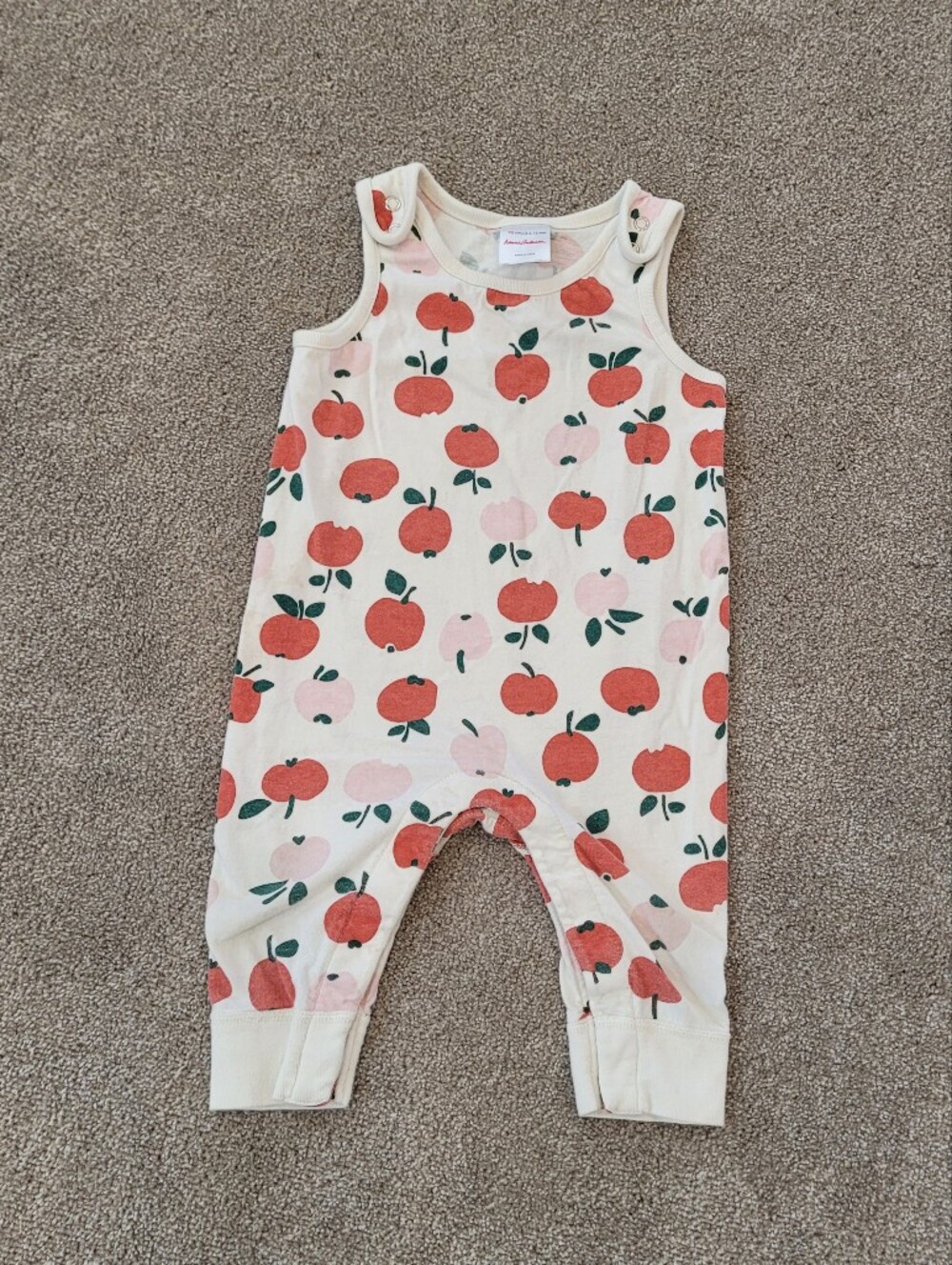 Hanna Andersson Organic Cotton Peach Print One-Piece Romper for Kids 6-12 Months